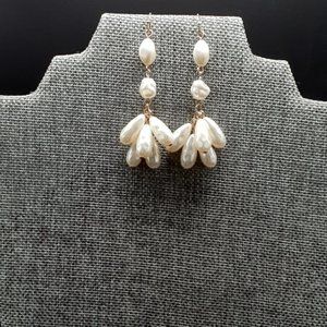 New! Pearl Tiered Dangle Drop Earrings